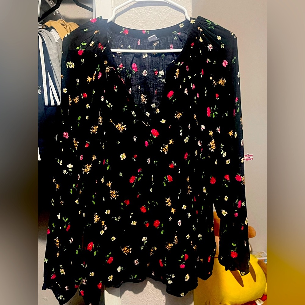 Floral Black Women's Top